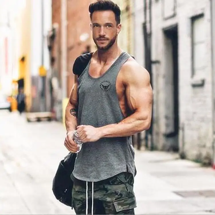 Men Cotton Sweat Vest Grey Bodybuilding Fit - Image 7