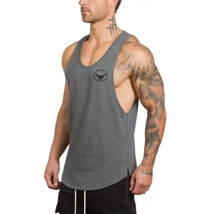 Men Cotton Sweat Vest Grey Bodybuilding Fit - Image 3