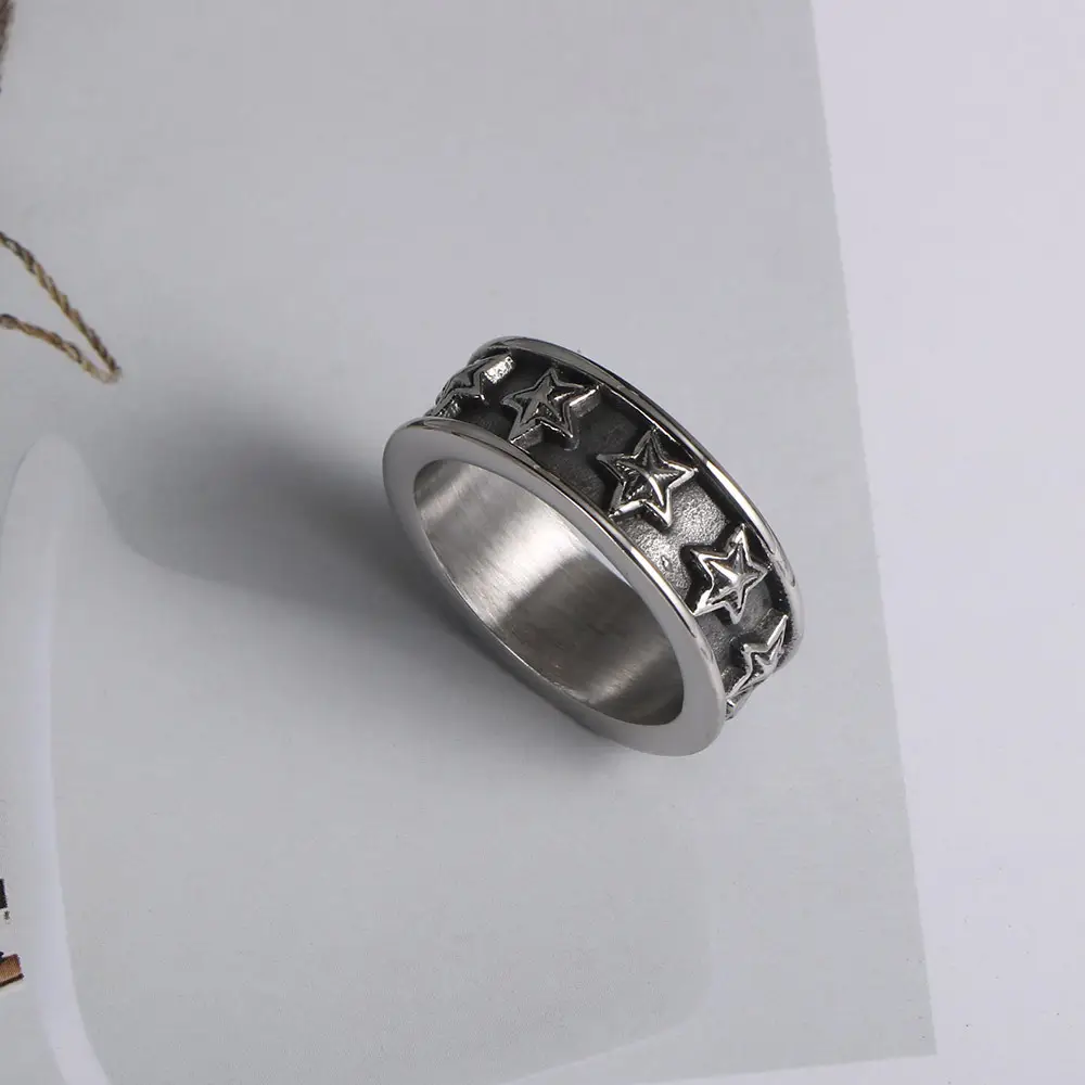 Titanium Steel Star Ring Couple Five-Peak Star Ring - Image 3