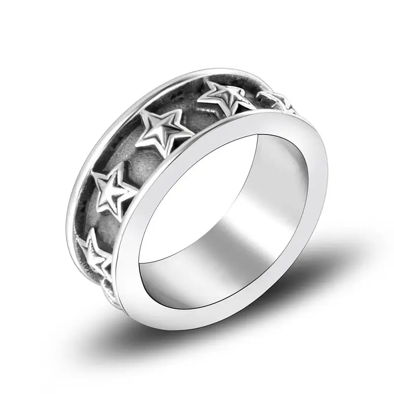 Titanium Steel Star Ring Couple Five-Peak Star Ring - Image 5