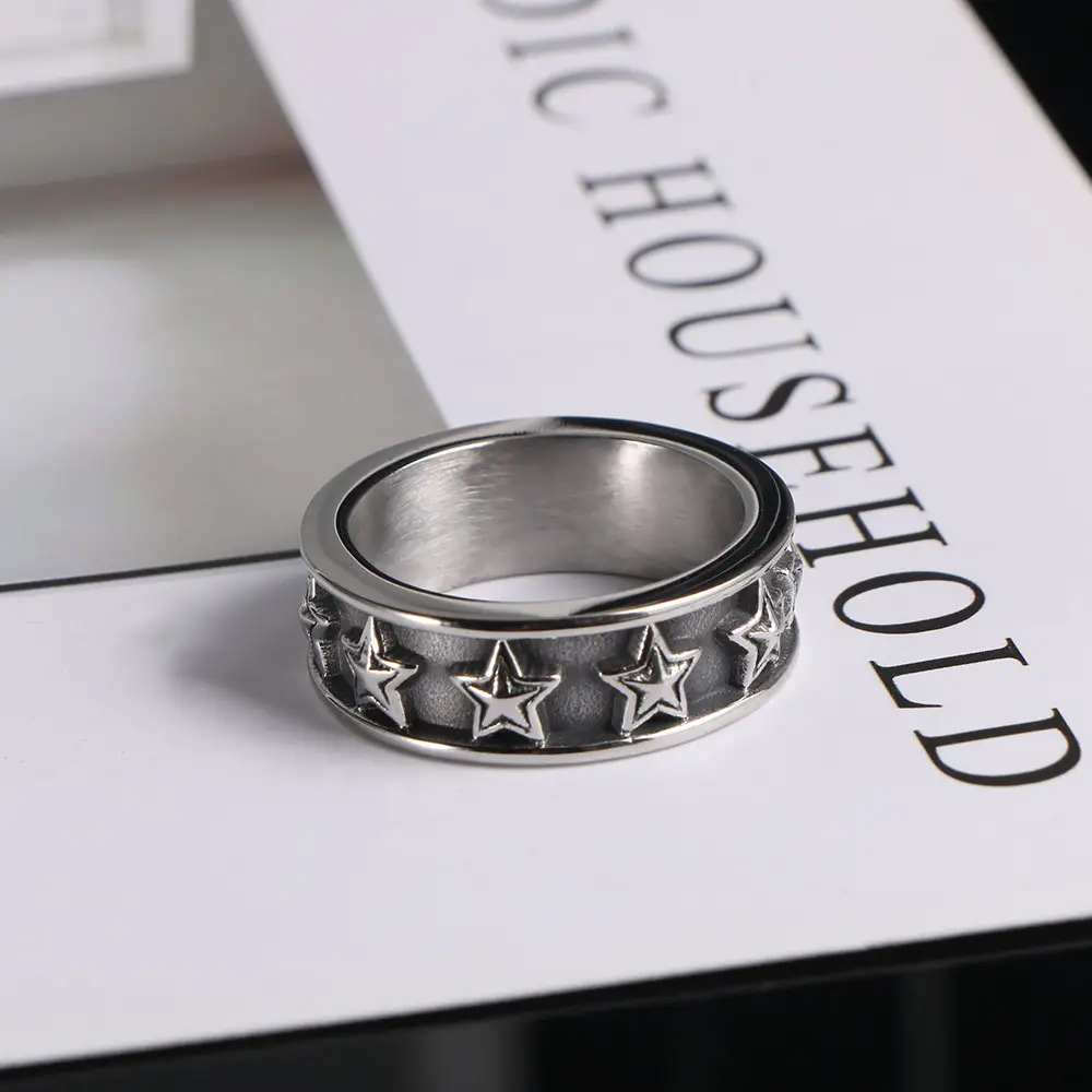 Titanium Steel Star Ring Couple Five-Peak Star Ring — feature 6