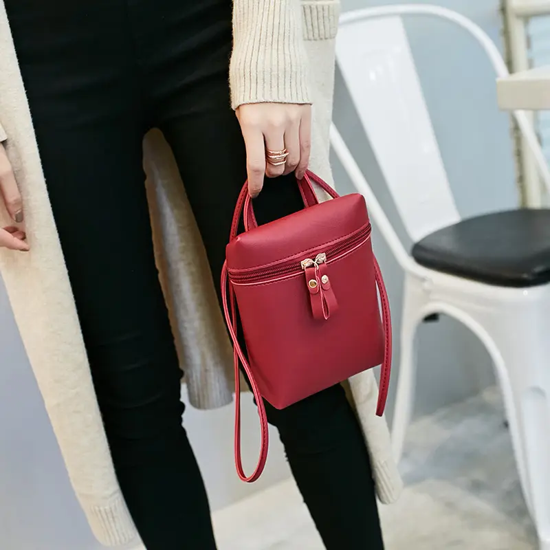 Women's Small Square Crossbody Bag Red Mobile Phone Bag - Image 2