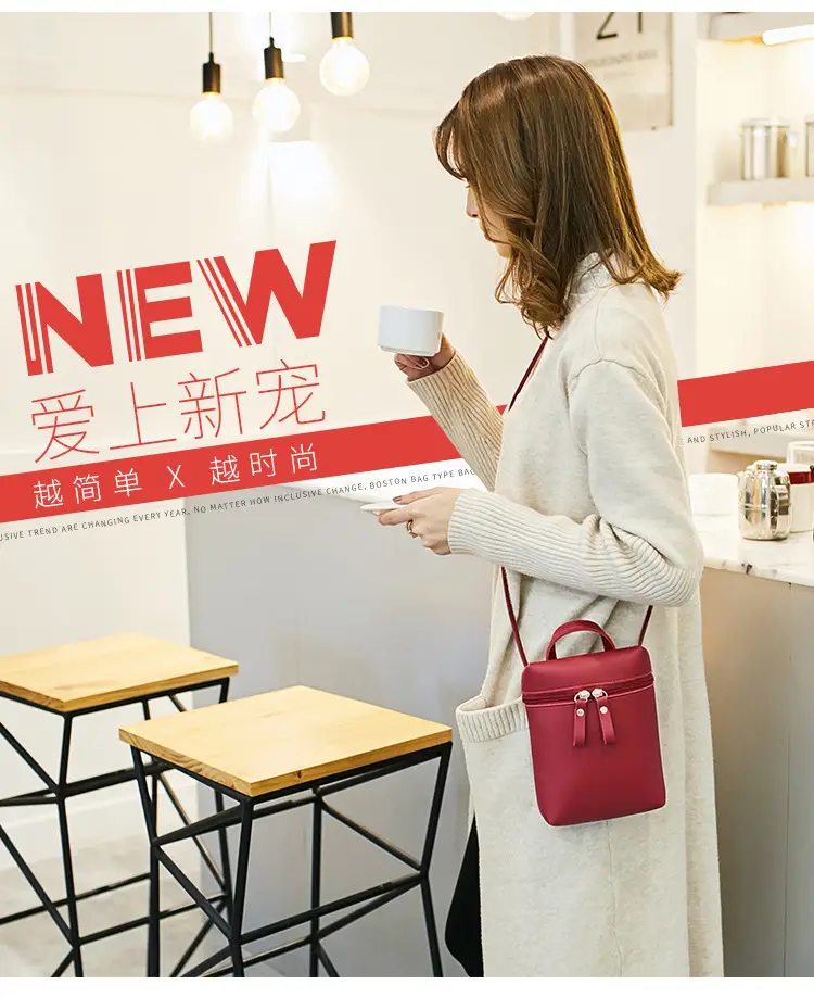Women's Small Square Crossbody Bag Red Mobile Phone Bag — feature 2