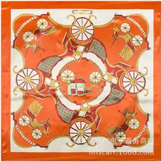 Mai Tong Silk Scarf 90x90cm Spring New Carriage Design — feature 22