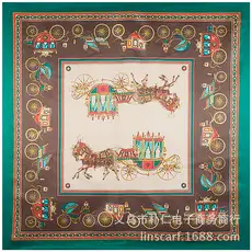 Mai Tong Silk Scarf 90x90cm Spring New Carriage Design — feature 26