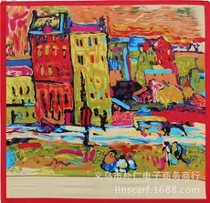 Mai Tong Silk Scarf 90x90cm Spring New Carriage Design — feature 40