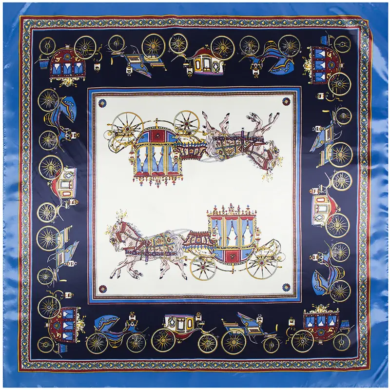 Mai Tong Silk Scarf 90x90cm Spring New Carriage Design — feature 45