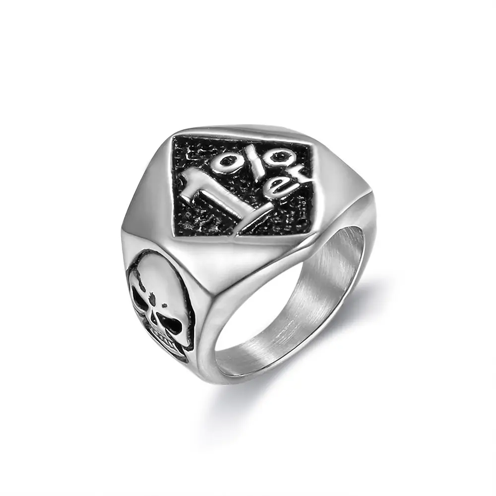 1% Er Skull Men's Ring Gold Silver Titanium 3 Pack - Image 8