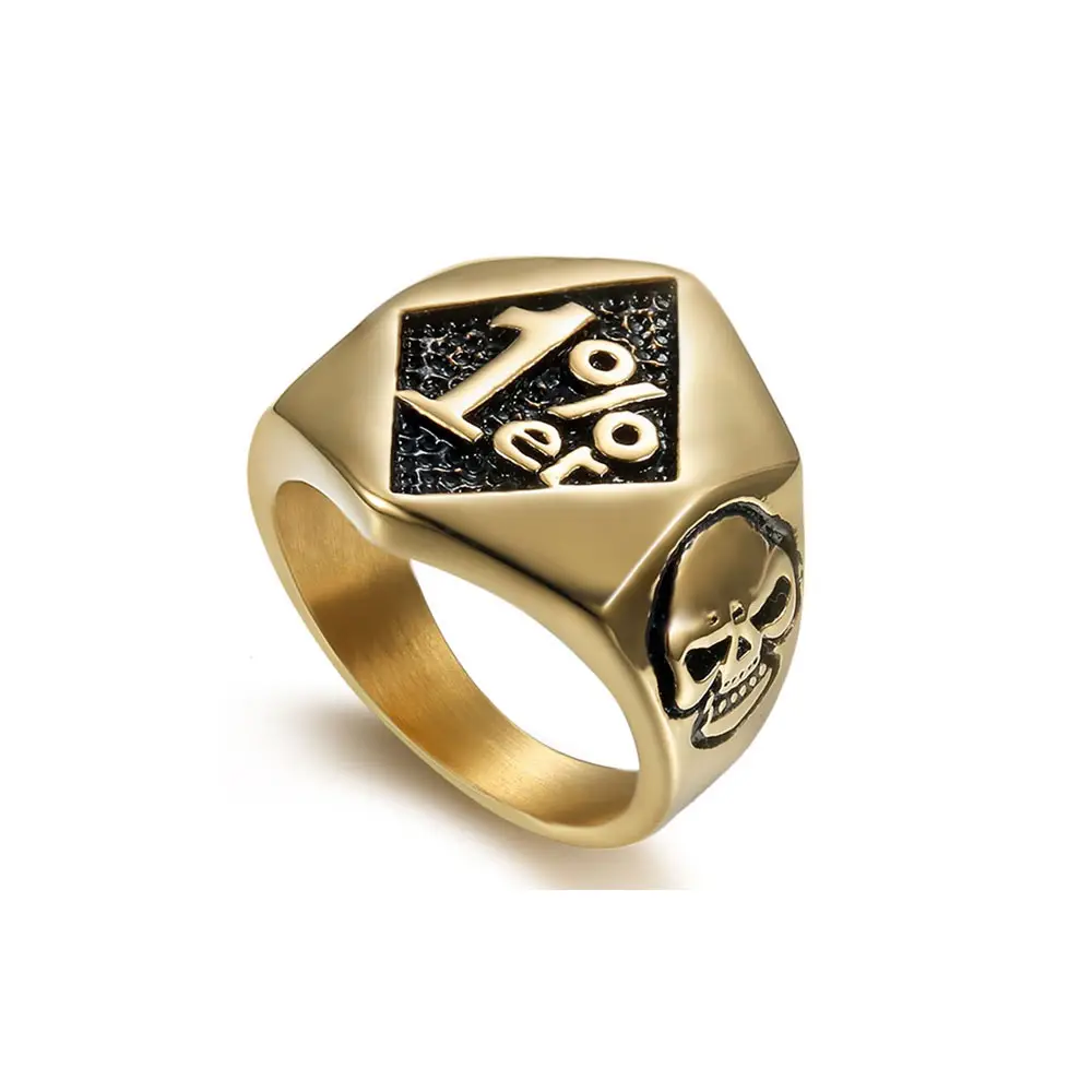 1% Er Skull Men's Ring Gold Silver Titanium 3 Pack — feature 3