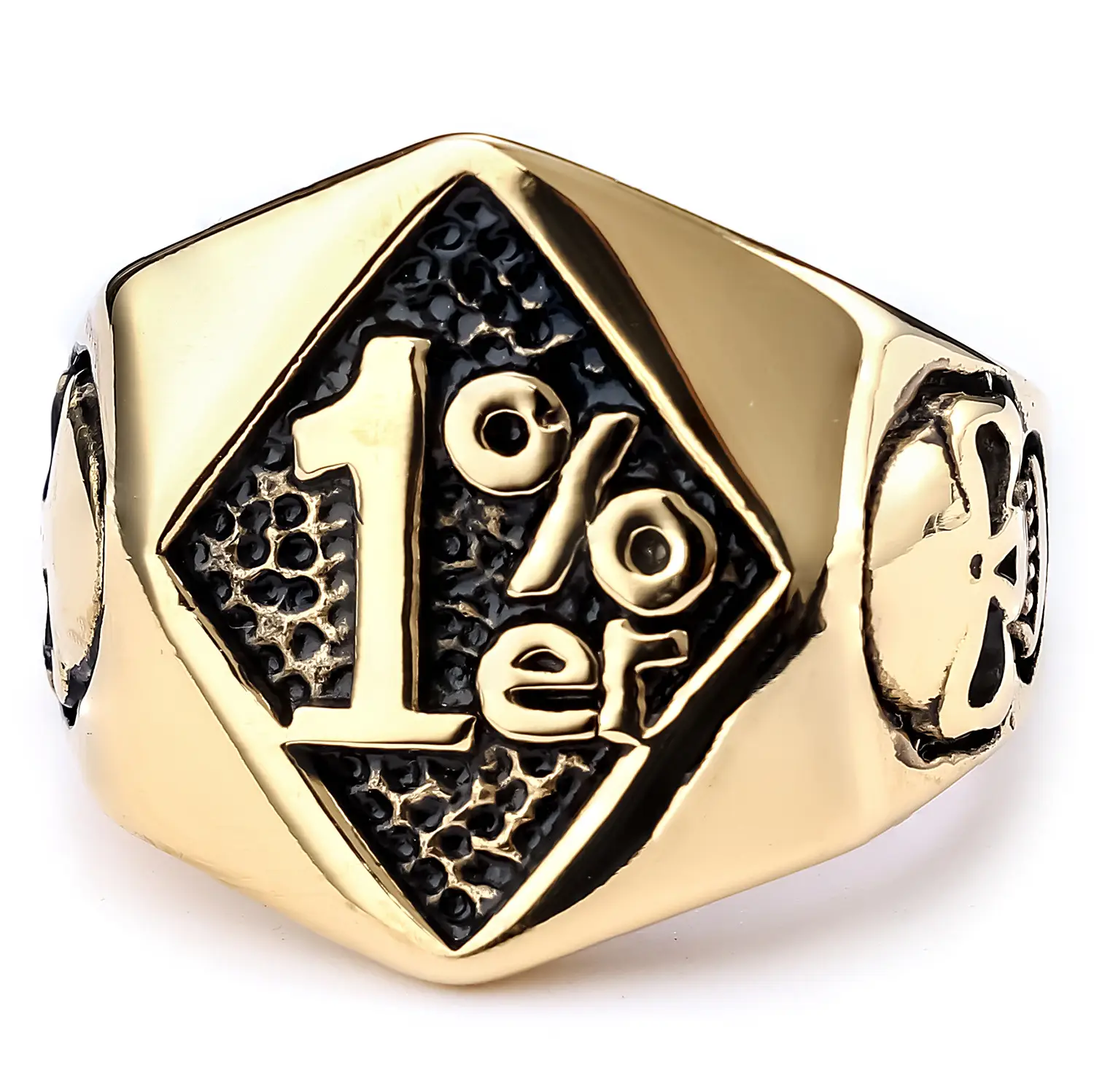1% Er Skull Men's Ring Gold Silver Titanium 3 Pack — feature 5