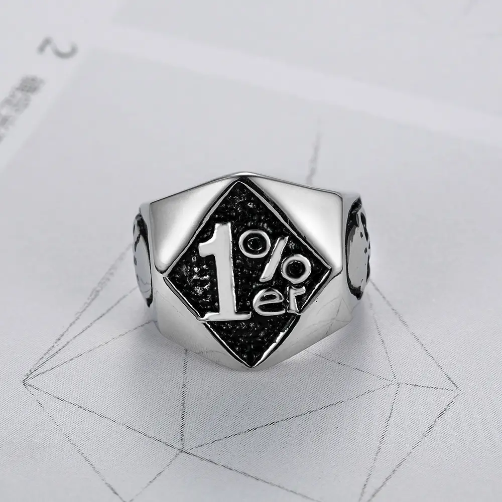 1% Er Skull Men's Ring Gold Silver Titanium 3 Pack — feature 8