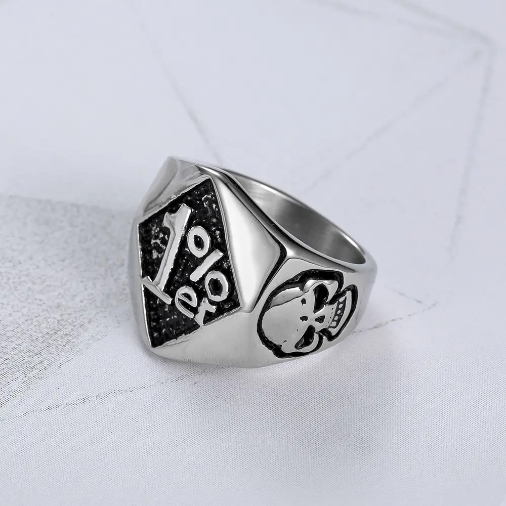 1% Er Skull Men's Ring Gold Silver Titanium 3 Pack — feature 9