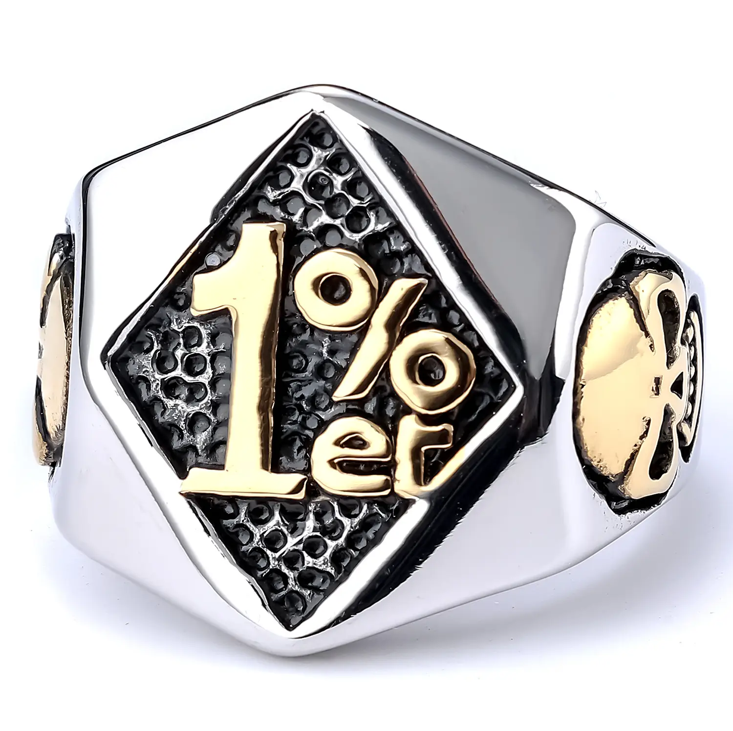 1% Er Skull Men's Ring Gold Silver Titanium 3 Pack - Image 2