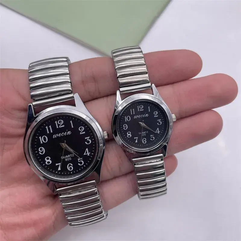 Elastic Steel Band Couple Watch with Large Numbers - Image 18