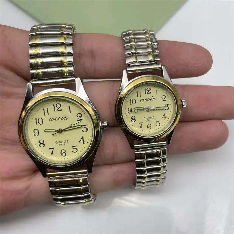 Elastic Steel Band Couple Watch with Large Numbers - Image 19