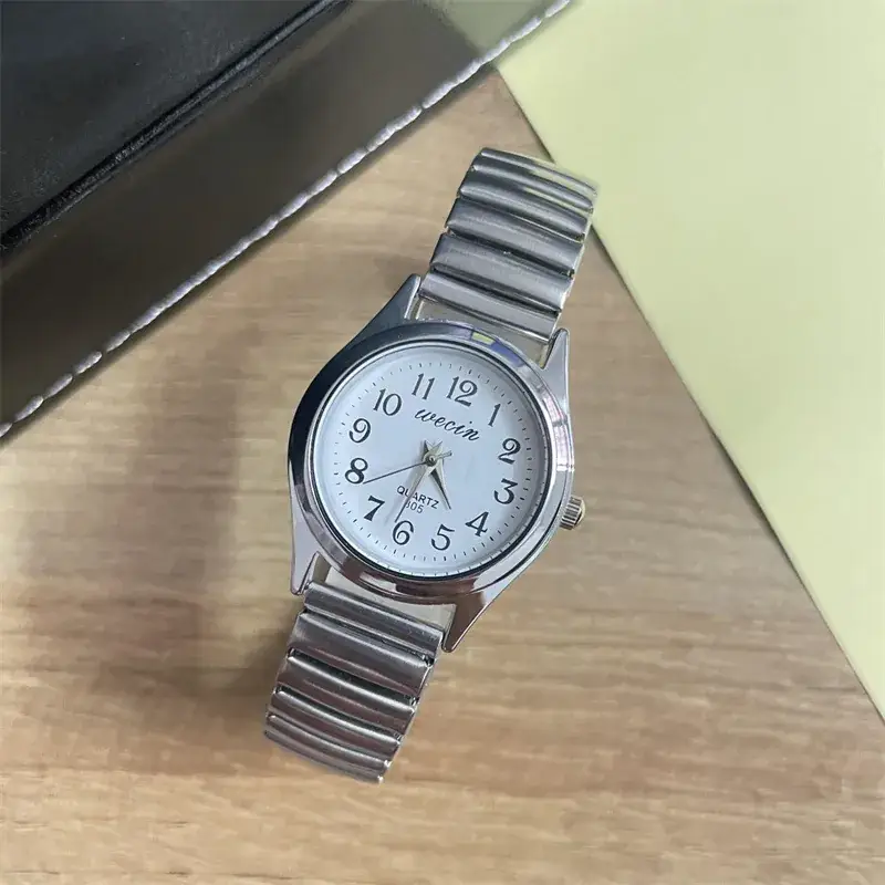 Elastic Steel Band Couple Watch with Large Numbers - Image 10