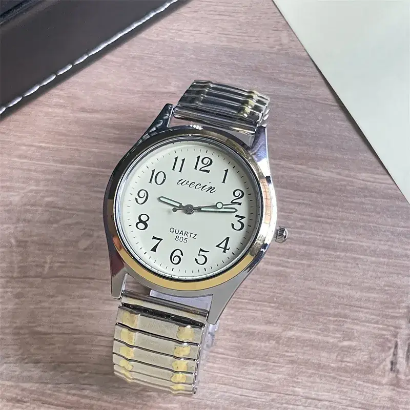 Elastic Steel Band Couple Watch with Large Numbers - Image 11