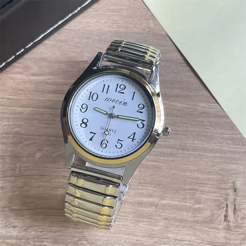 Elastic Steel Band Couple Watch with Large Numbers - Image 13