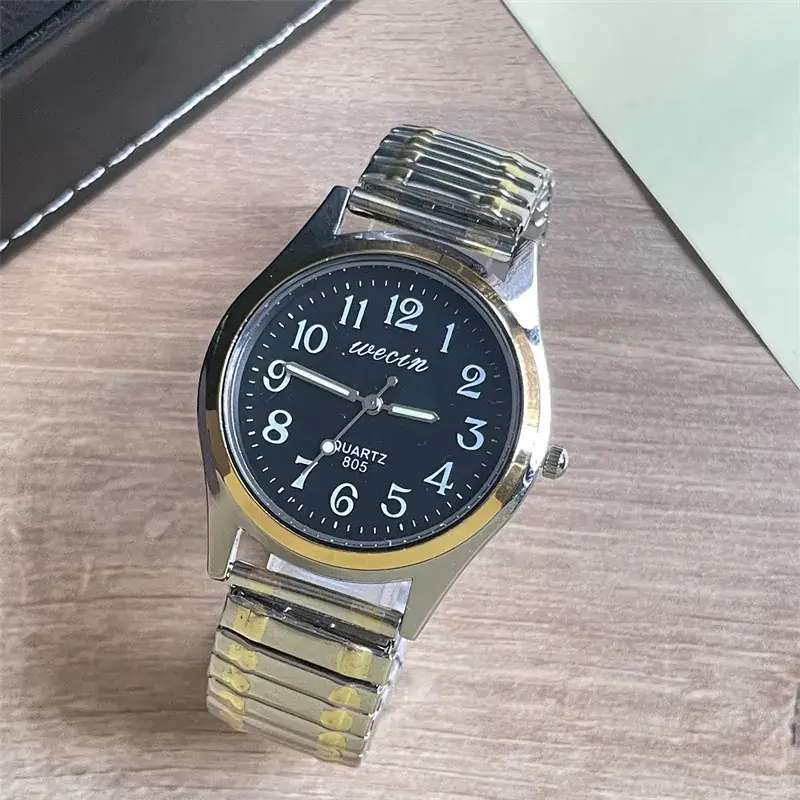Elastic Steel Band Couple Watch with Large Numbers - Image 15