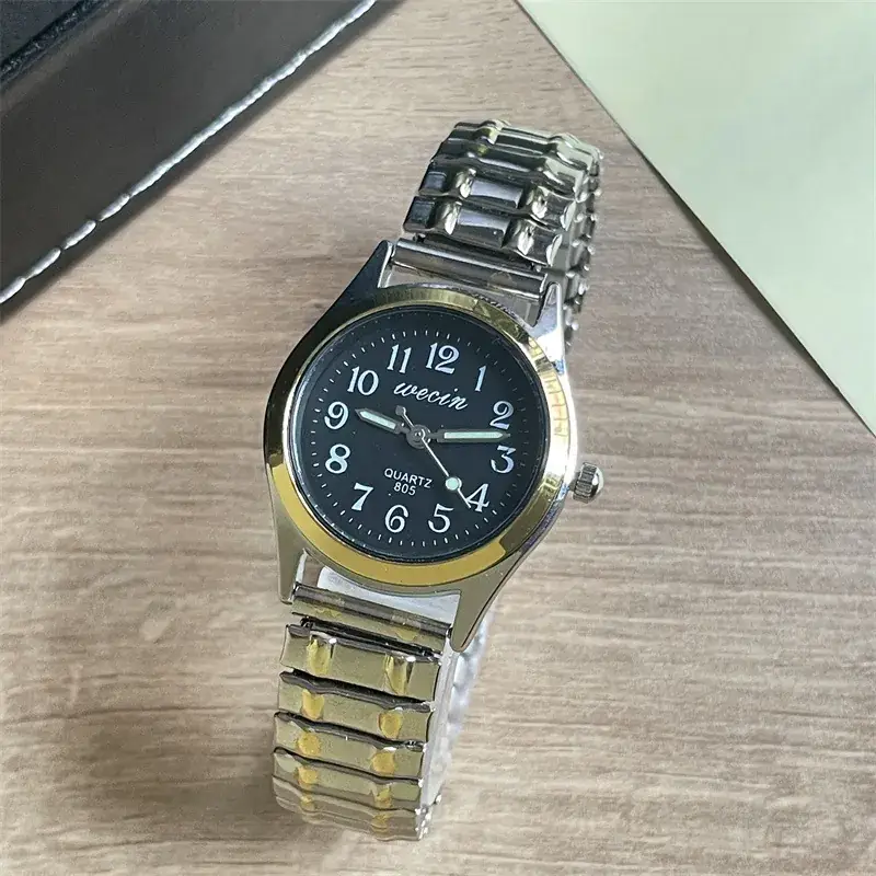 Elastic Steel Band Couple Watch with Large Numbers - Image 16