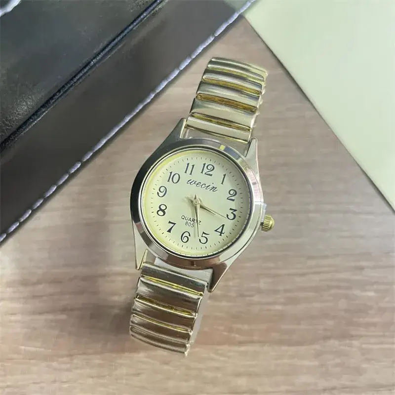 Elastic Steel Band Couple Watch with Large Numbers - Image 2