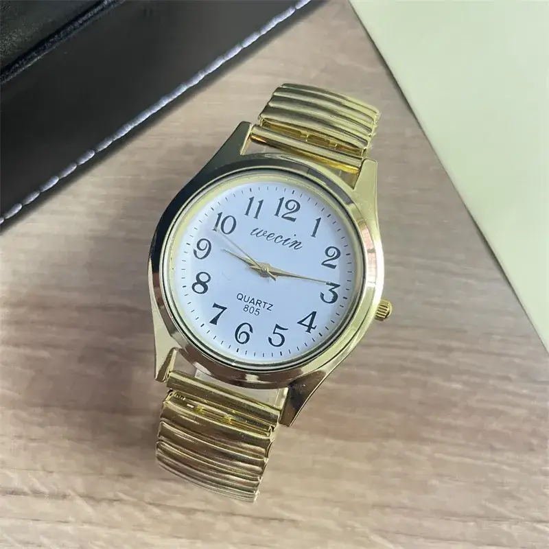 Elastic Steel Band Couple Watch with Large Numbers - Image 3