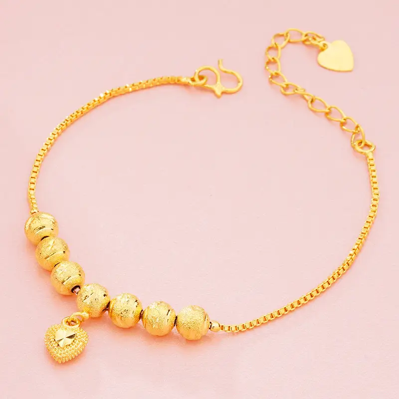 Gold Plated Snake Bone Chain Bracelet with Key & Compass - Image 9