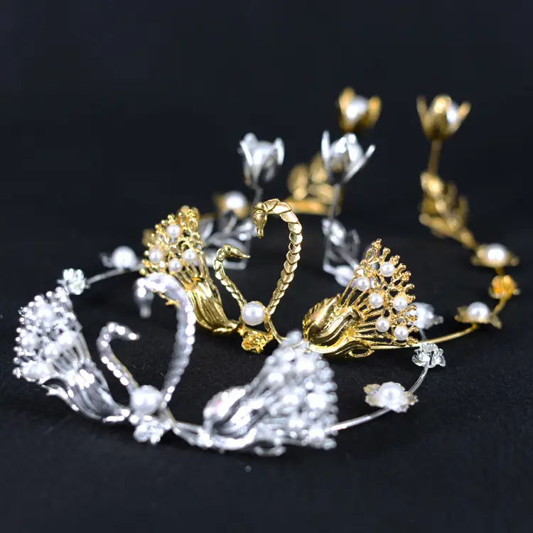 Silver Bridal Crown Headband with 7.4cm Height