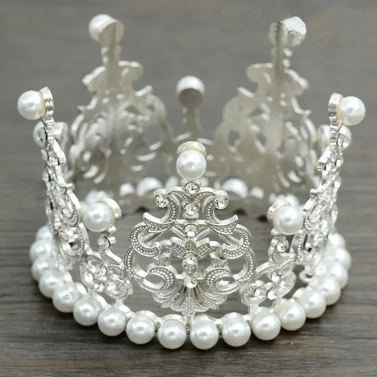 Silver Bridal Crown Headband with 7.4cm Height