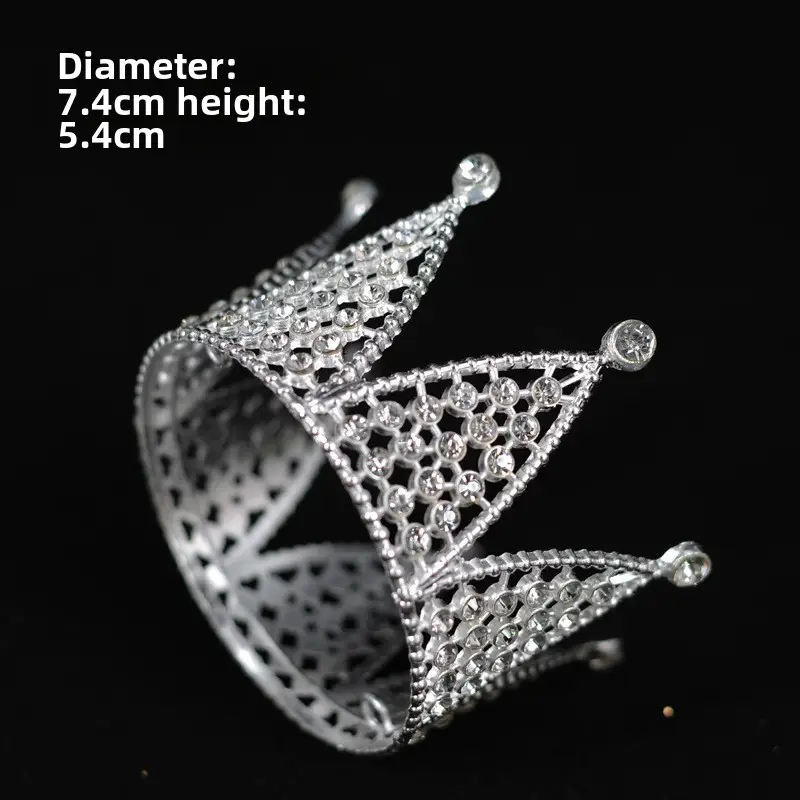 Silver Bridal Crown Headband with 7.4cm Height