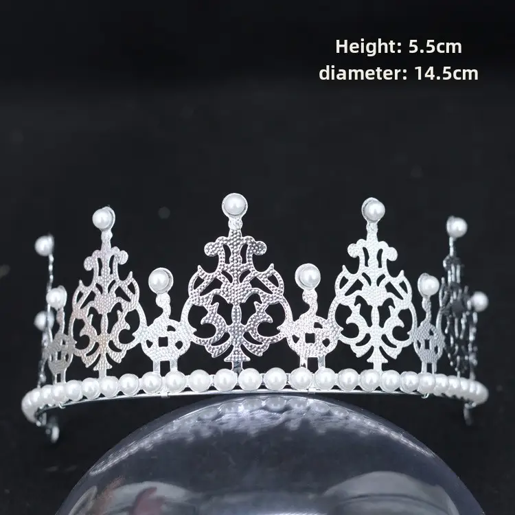 Silver Bridal Crown Headband with 7.4cm Height