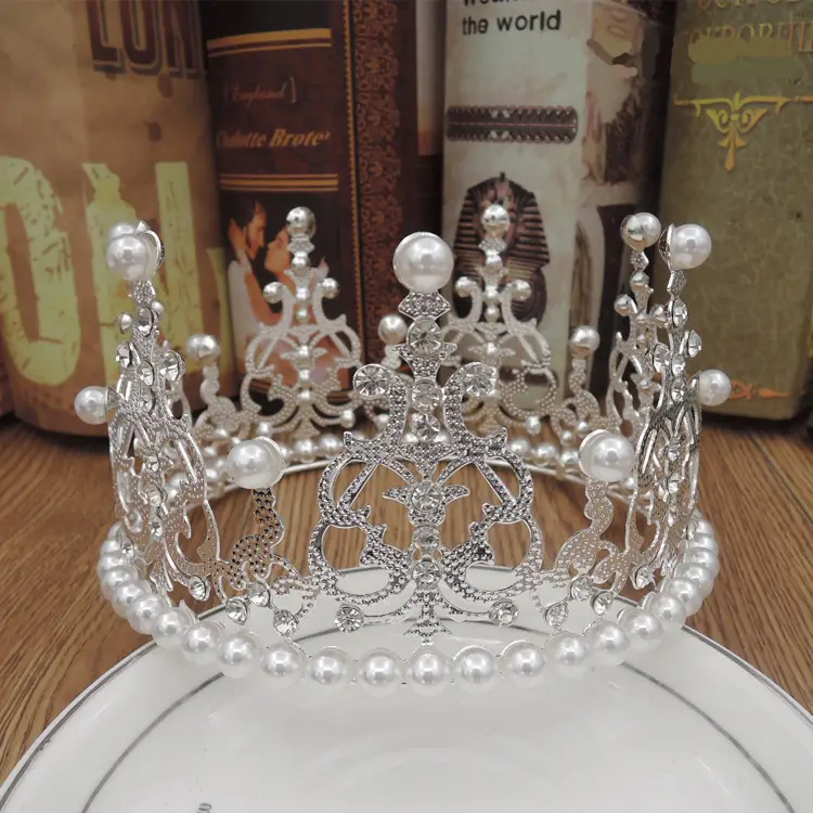 Silver Bridal Crown Headband with 7.4cm Height