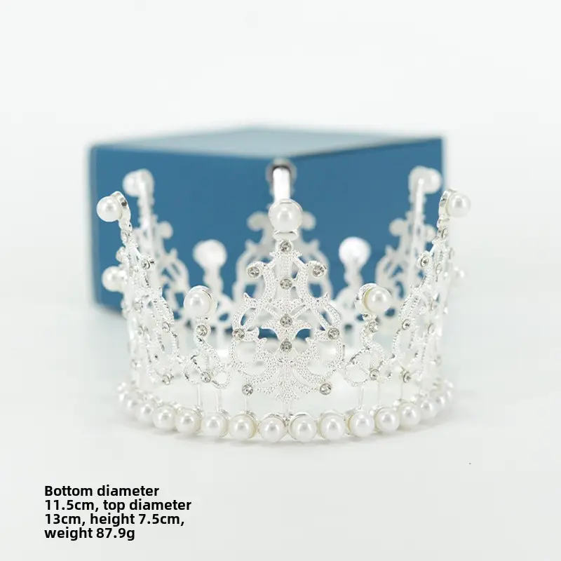 Silver Bridal Crown Headband with 7.4cm Height