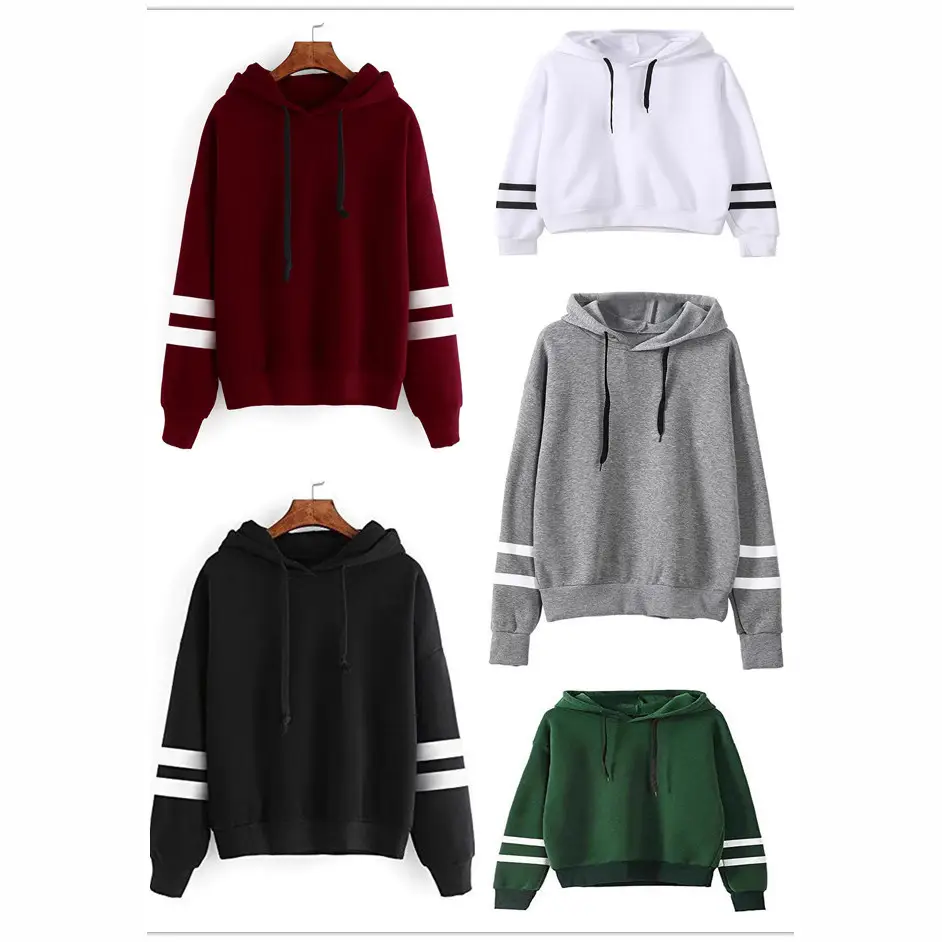Men White Hooded Sweatshirt with Black Stripes - Image 6