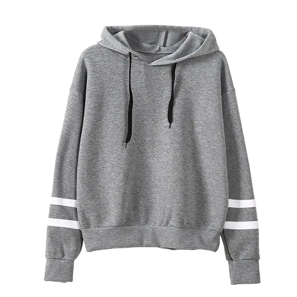 Men White Hooded Sweatshirt with Black Stripes — feature 5