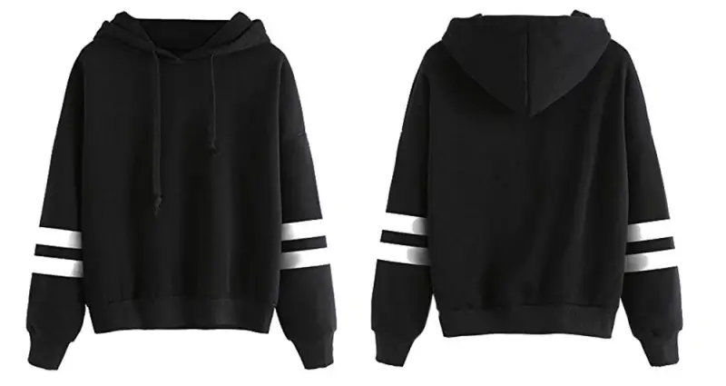Men White Hooded Sweatshirt with Black Stripes — feature 7