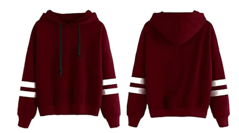 Men White Hooded Sweatshirt with Black Stripes — feature 8