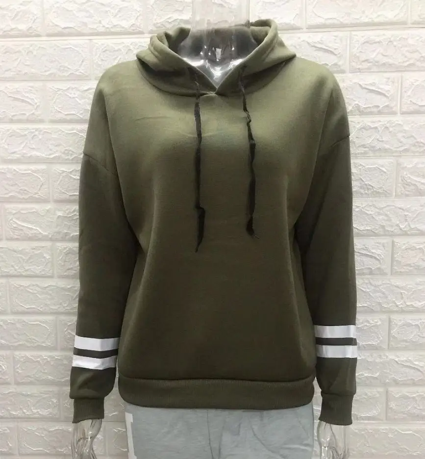 Men White Hooded Sweatshirt with Black Stripes - Image 5