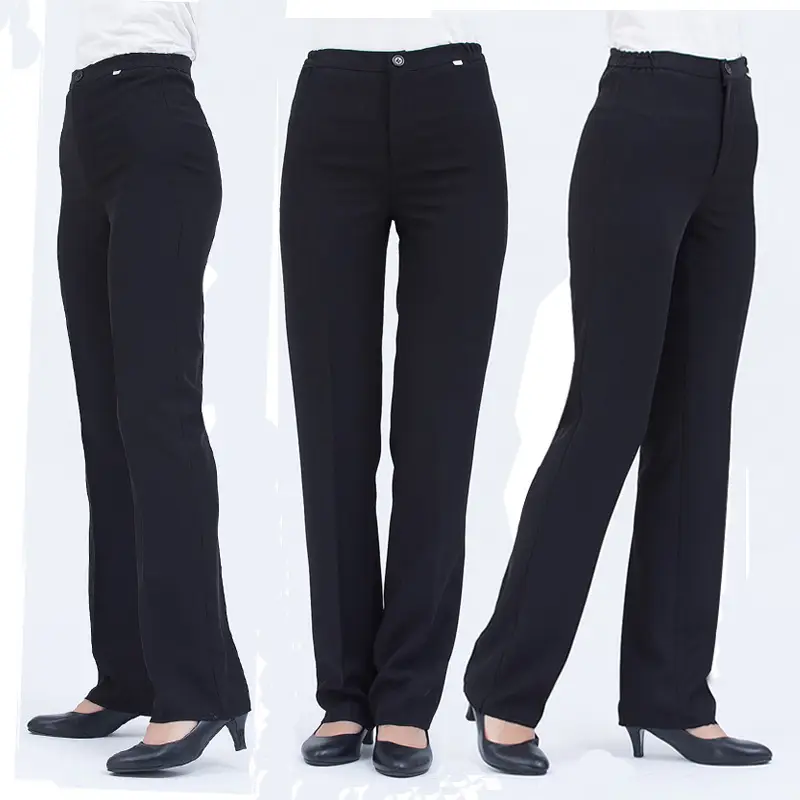 Black Thickened Work Pants for Women Straight Business Wear