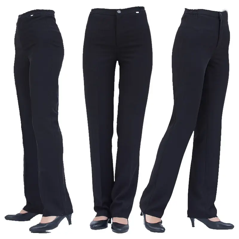 Black Thickened Work Pants for Women Straight Business Wear