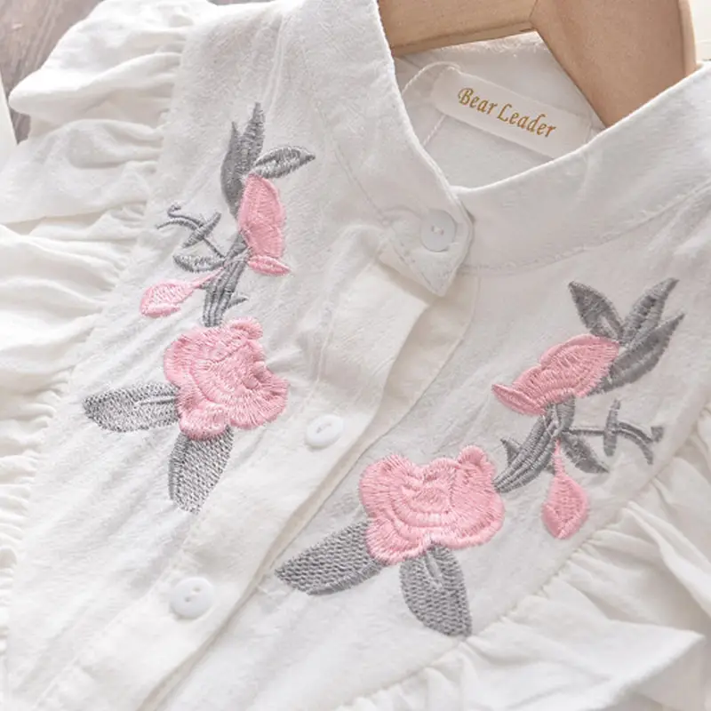 White Floral Embroidered Top with Pink Shorts Set