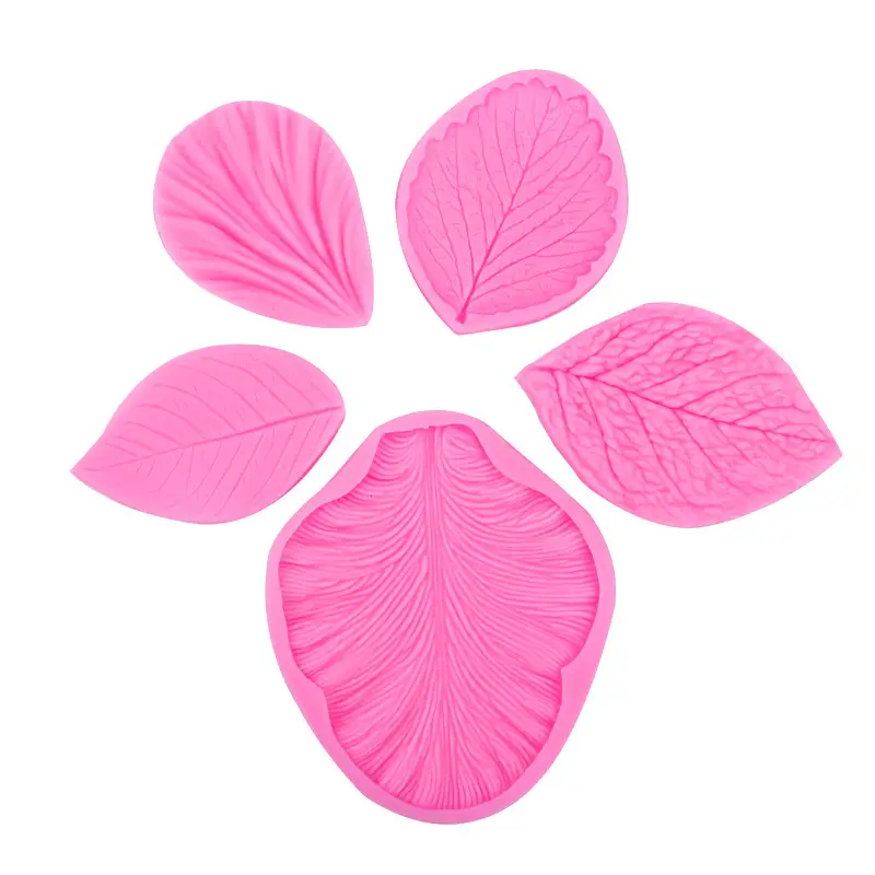 Silicone Flower Leaf Sugar Mold Pink Green 6Pcs - Image 4
