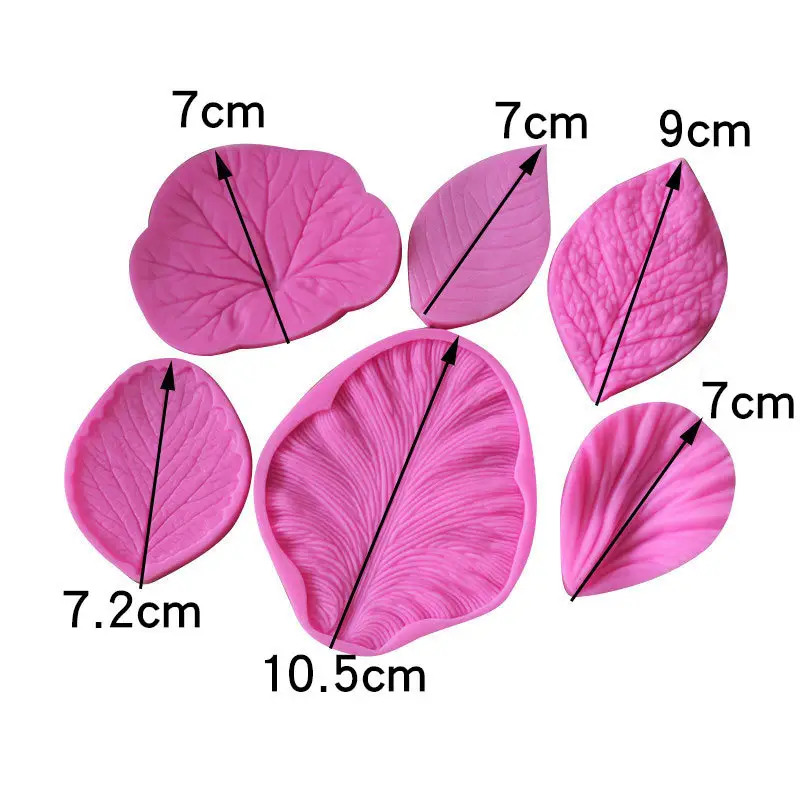 Silicone Flower Leaf Sugar Mold Pink Green 6Pcs - Image 5