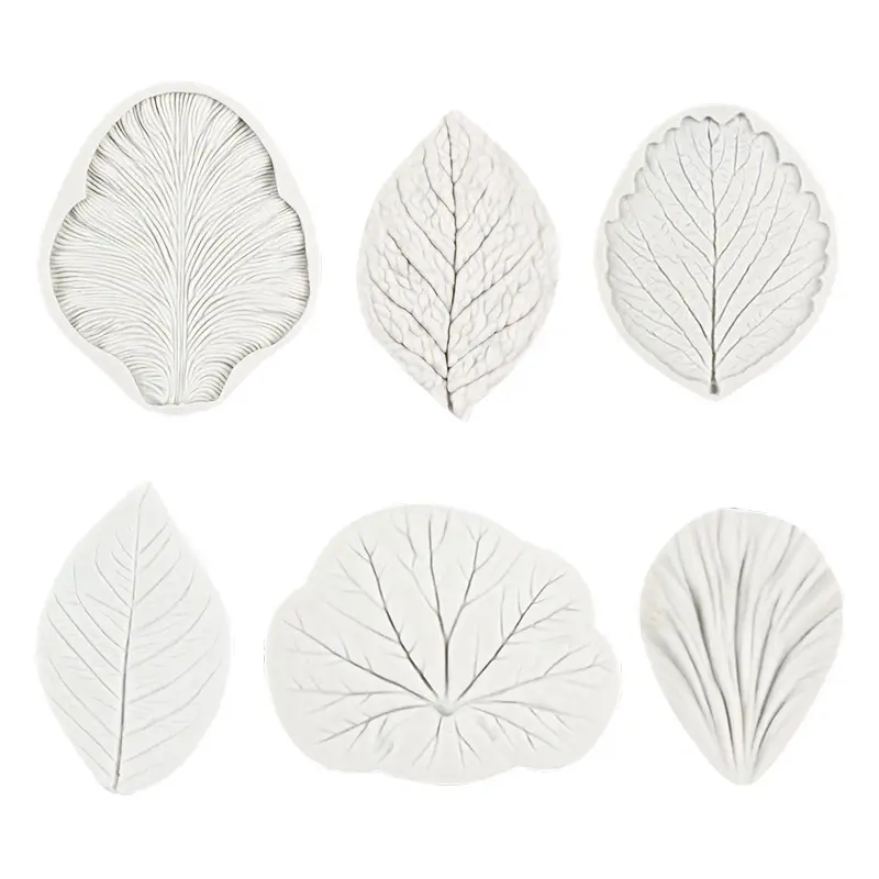 Silicone Flower Leaf Sugar Mold Pink Green 6Pcs - Image 2