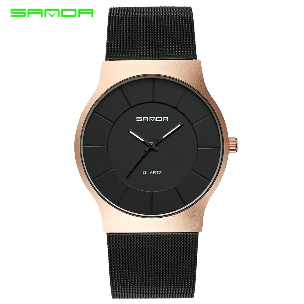 Men's Stainless Steel Watch Gold Black Silver Quartz Pointer Type
