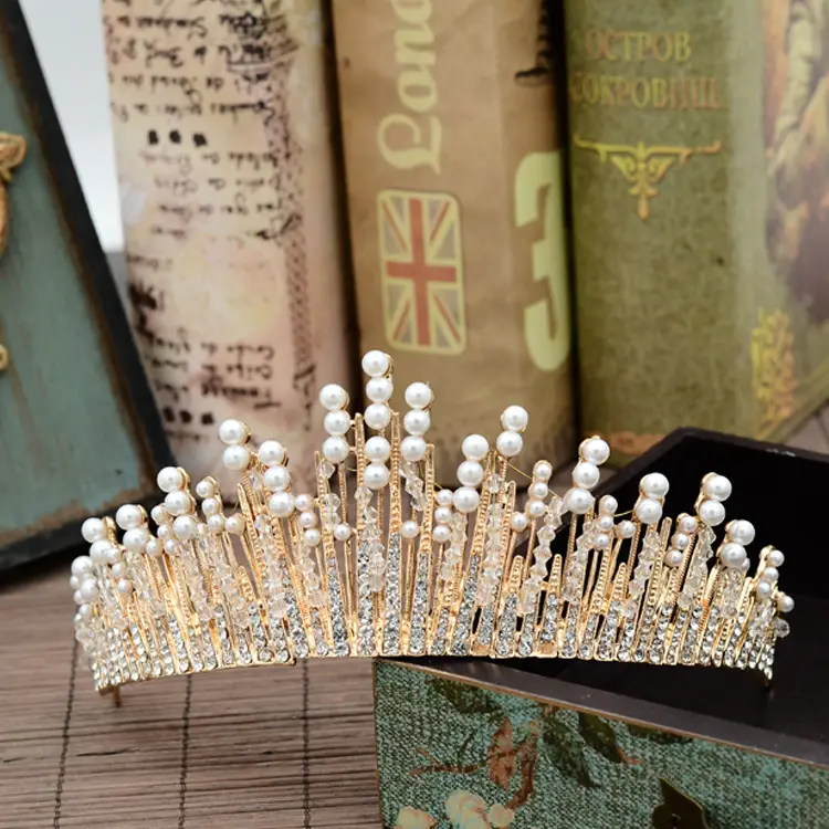 Crystal Pearl Crown for Bridal & Birthday Decor - Image 2