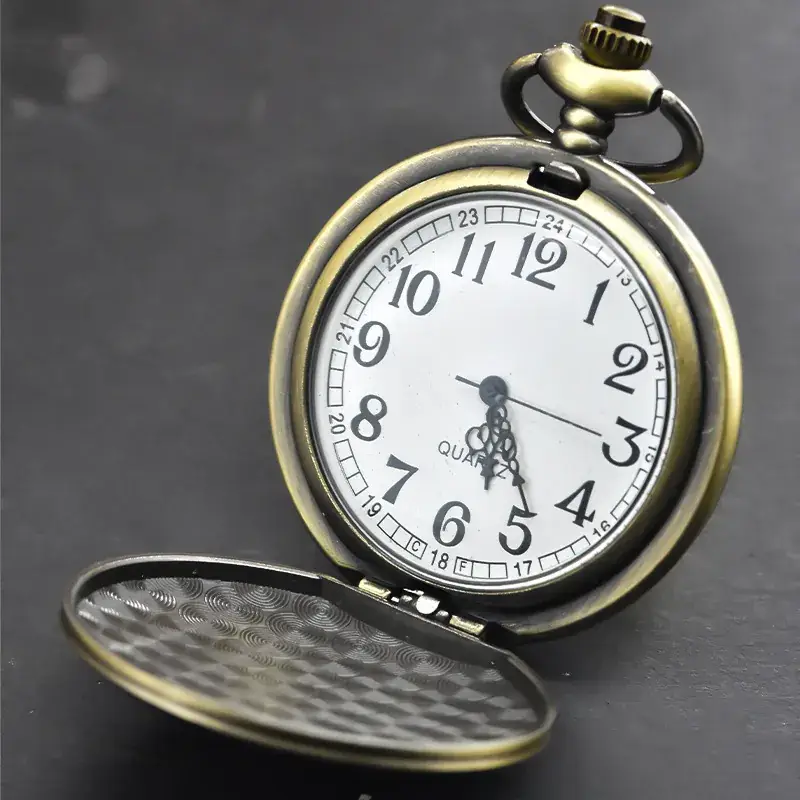Dragon & Phoenix Chengxiang Necklace Watch Bronze Flip Pocket Watch - Image 4