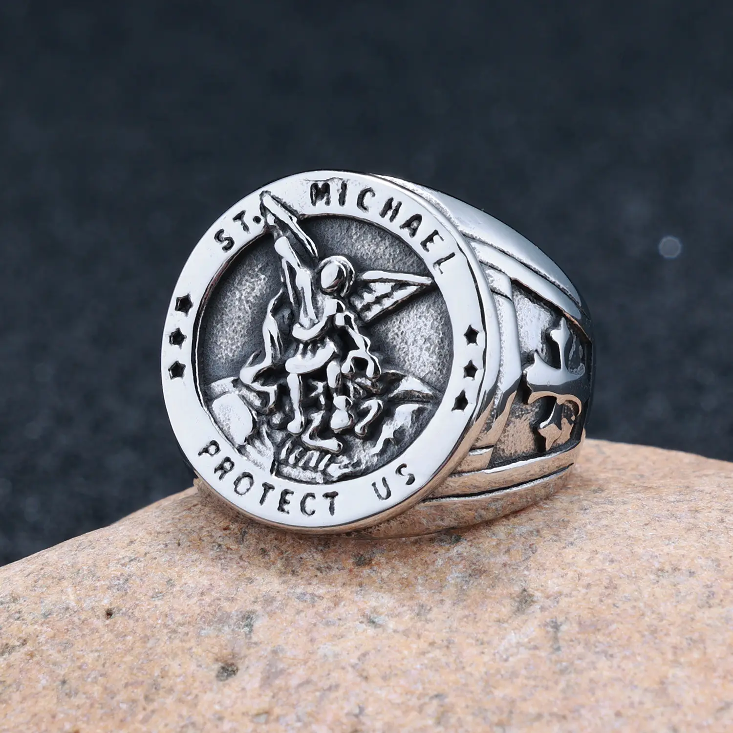 Men's Angel Cross Seal Ring 316 Ti Steel Hot Selling - Image 7