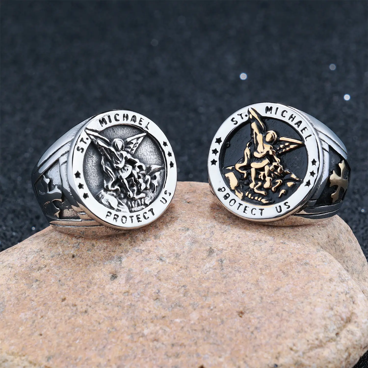 Men's Angel Cross Seal Ring 316 Ti Steel Hot Selling — feature 5