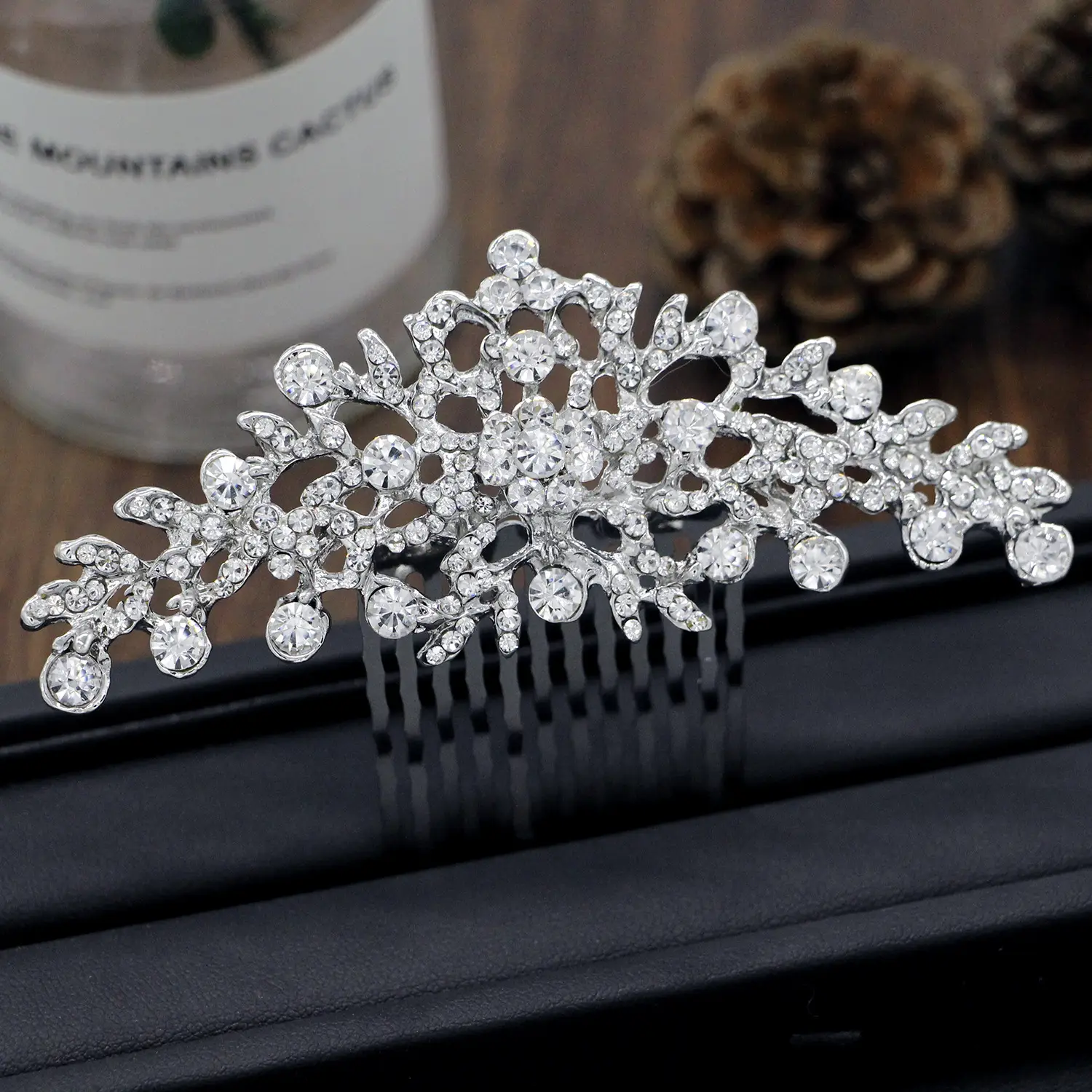 Rustic Rose Gold Crystal Hair Comb for Bridal Wear - Image 3